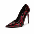 Strasbourg women's red leopard print court shoes side profile