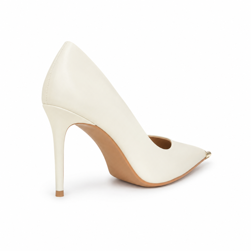 Lyon women's white court shoes heel detail