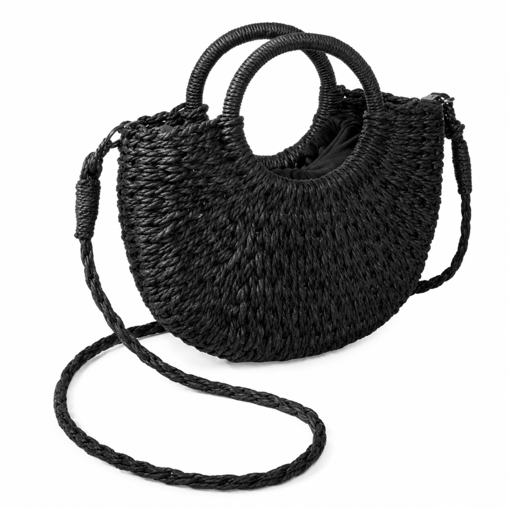 Sorrento women's black shoulder bag material detail