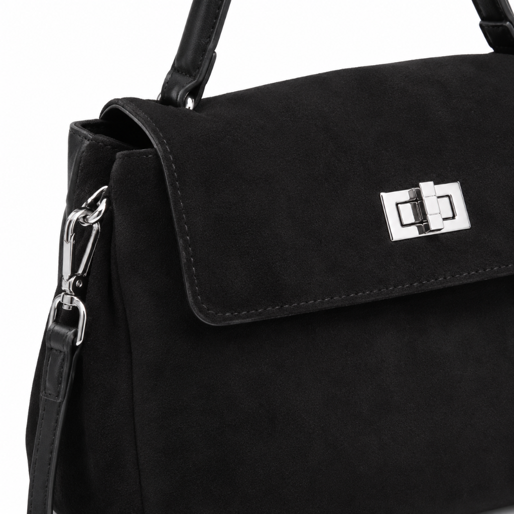Marais women's black tote bag side profile