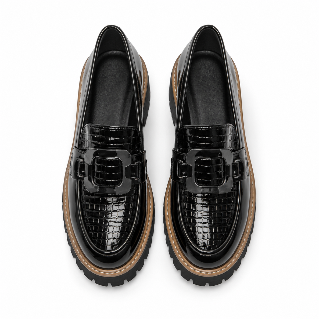Colmar women's black loafers side profile