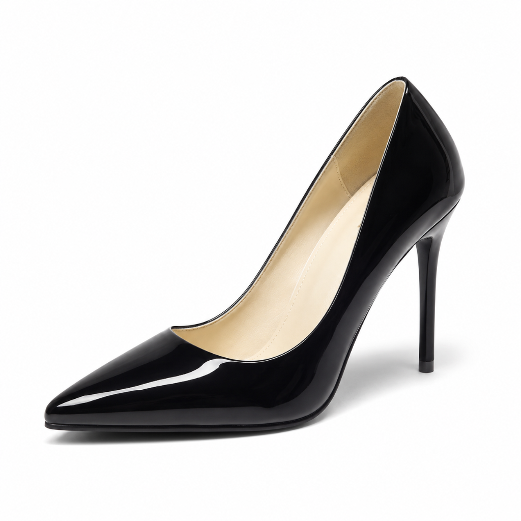 Annecy women's black court shoes side profile