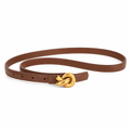 Vienna women's brown leather belt geometric detail