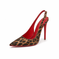 Saint-Tropez women's red leopard print court shoes side profile