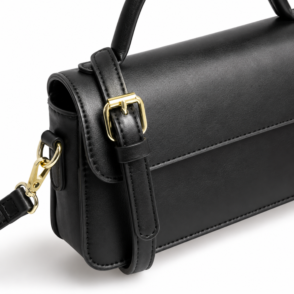 Elysium women's black crossbody bag side profile