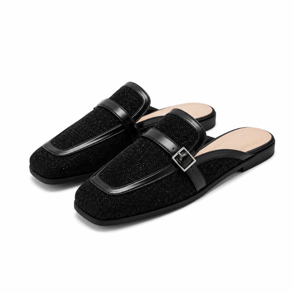Florence women's black mules side profile
