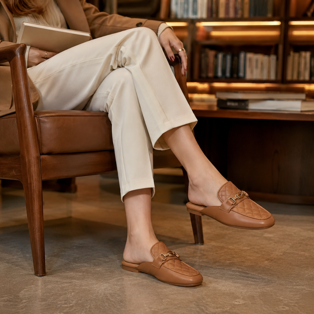 Vendôme women's caramel mules alternate angle