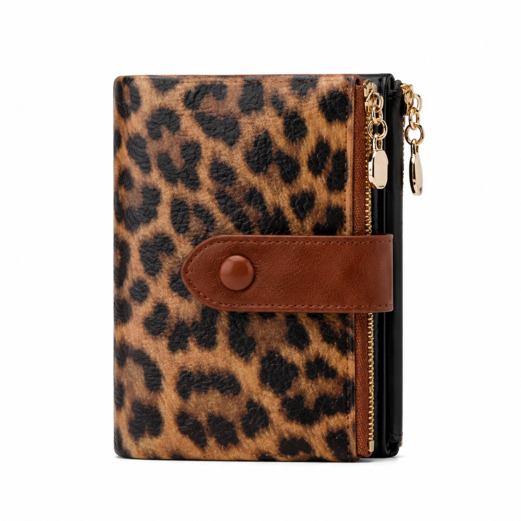 As women's brown leopard print wallet
