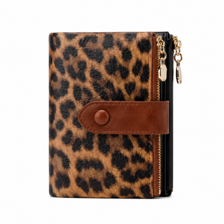 As women's brown leopard print wallet
