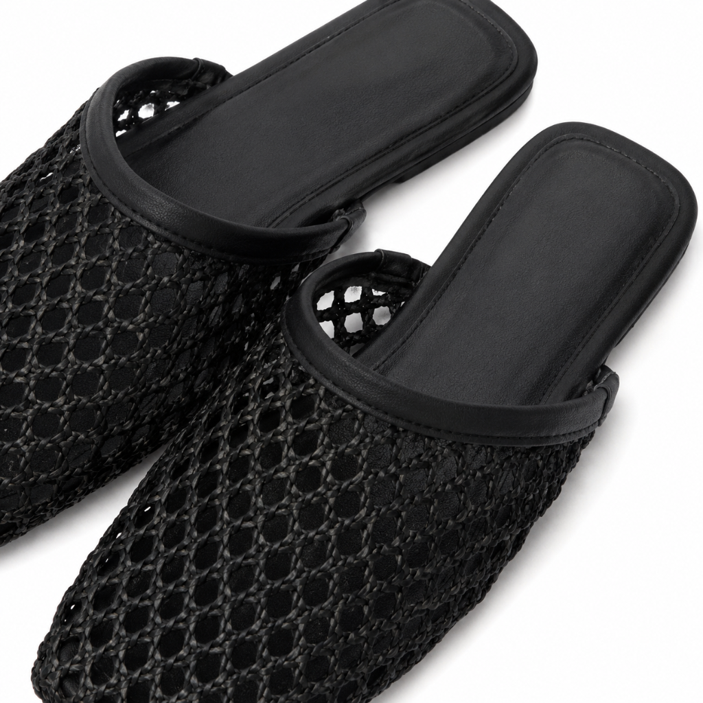 Concorde women's black mules upper detail