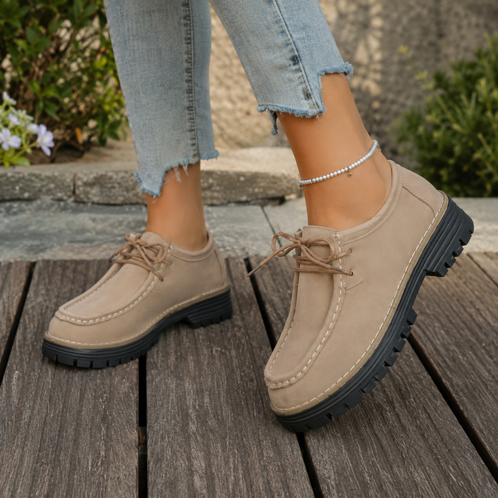 Loire women's khaki loafers alternate angle