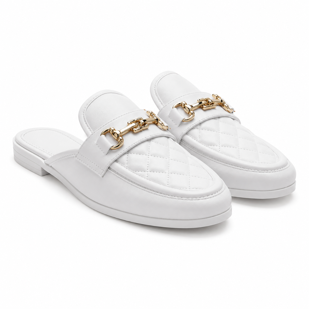 Vendôme women's white mules side profile