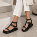 Versailles women's black leather sandals alternate view