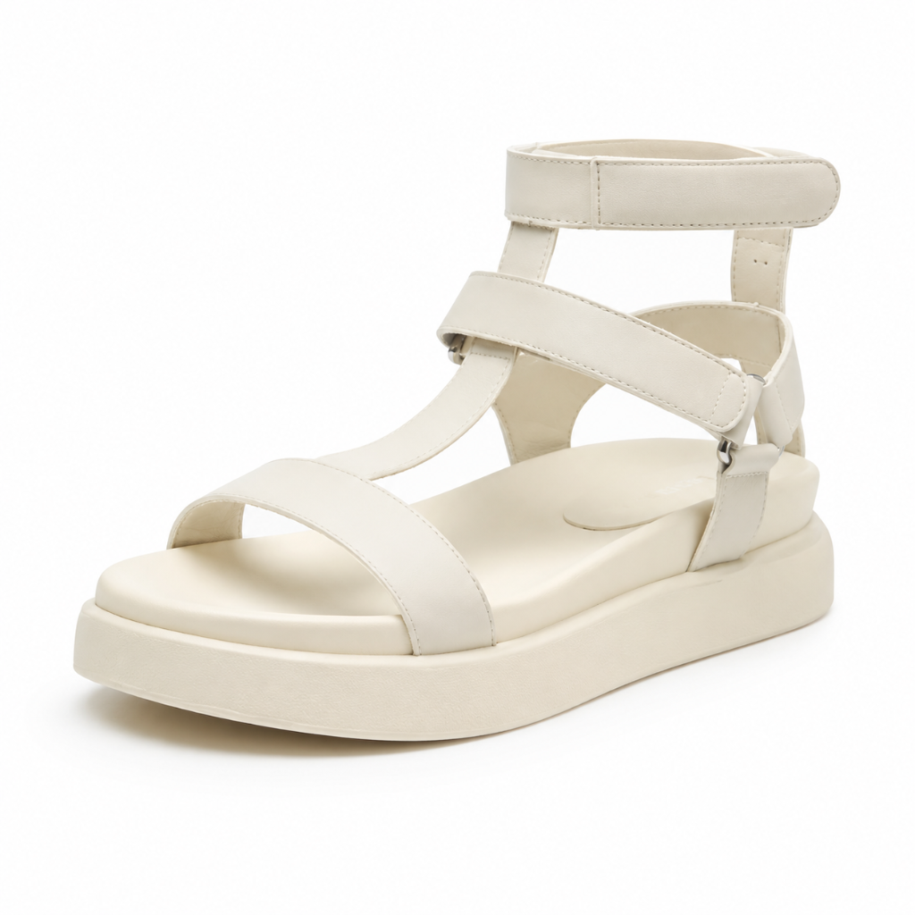 Versailles women's light neutral leather sandals upper detail
