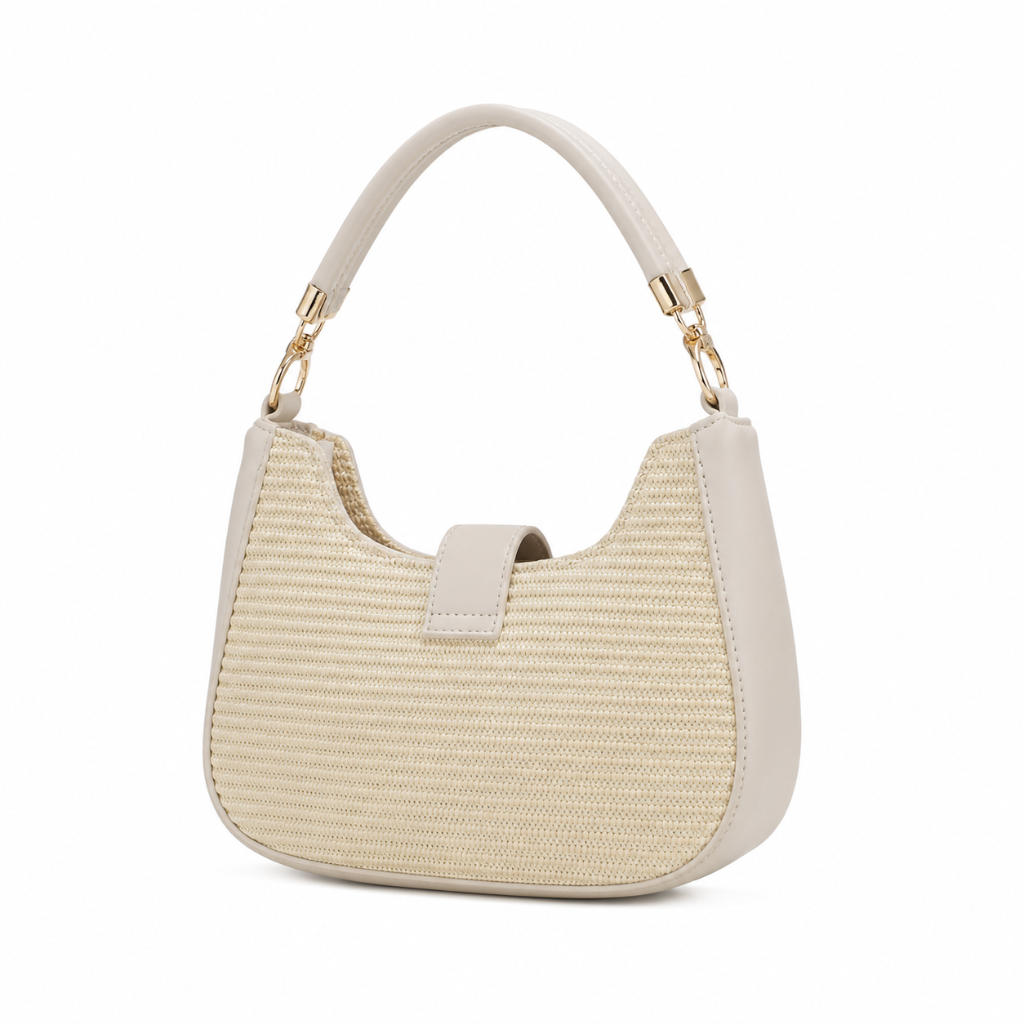 Florence women's white crossbody bag half-moon silhouette