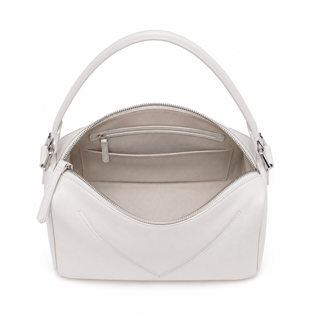 Tuileries women's white shoulder bag interior detail