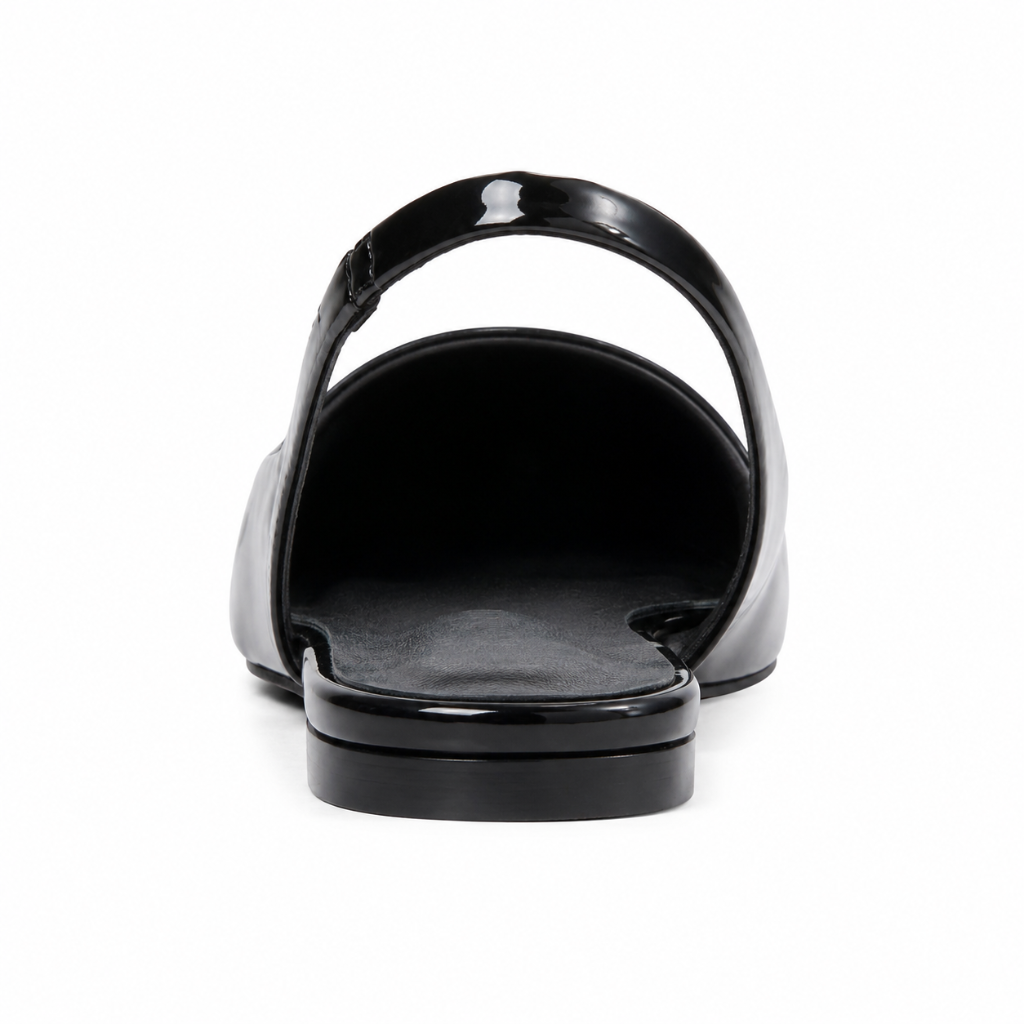Bastille women's black mules buckle strap detail