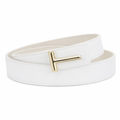 Granada white leather belt rectangular buckle detail