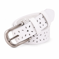 Sevilla white split-leather belt buckle detail