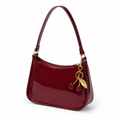Milan women's burgundy shoulder bag interior pockets detail