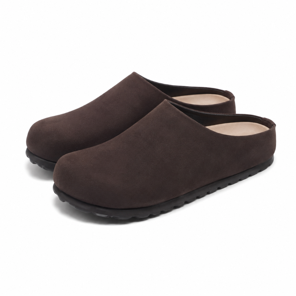 Annecy women's coffee-brown leather sandals side profile