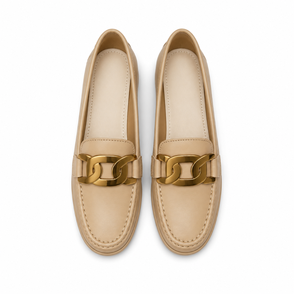 Nice women's khaki loafers sole detail
