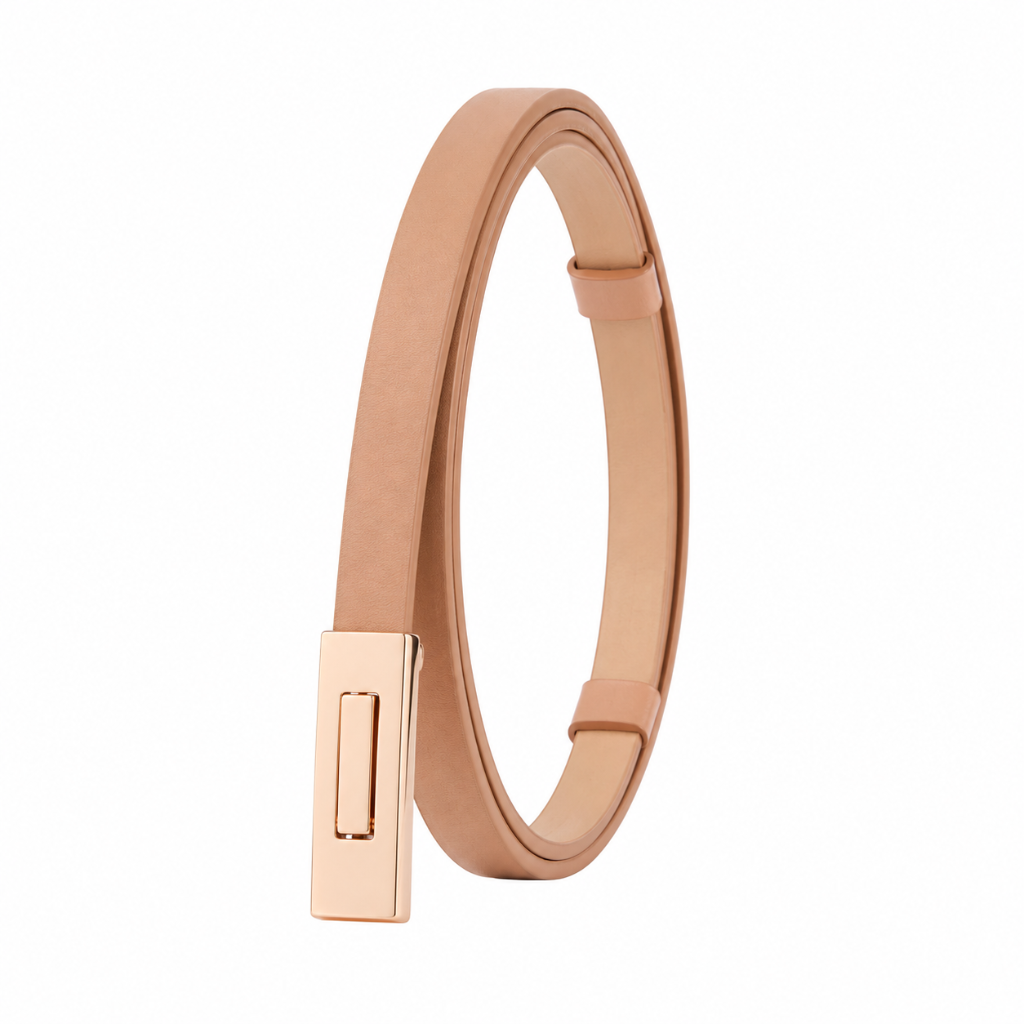Prague nude leather belt strap detail