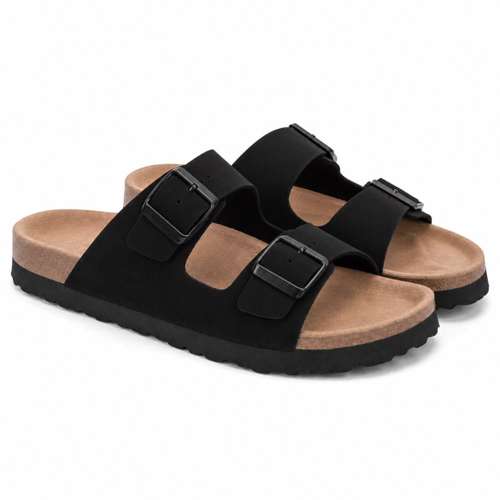 Chantilly women's black slide sandals side profile