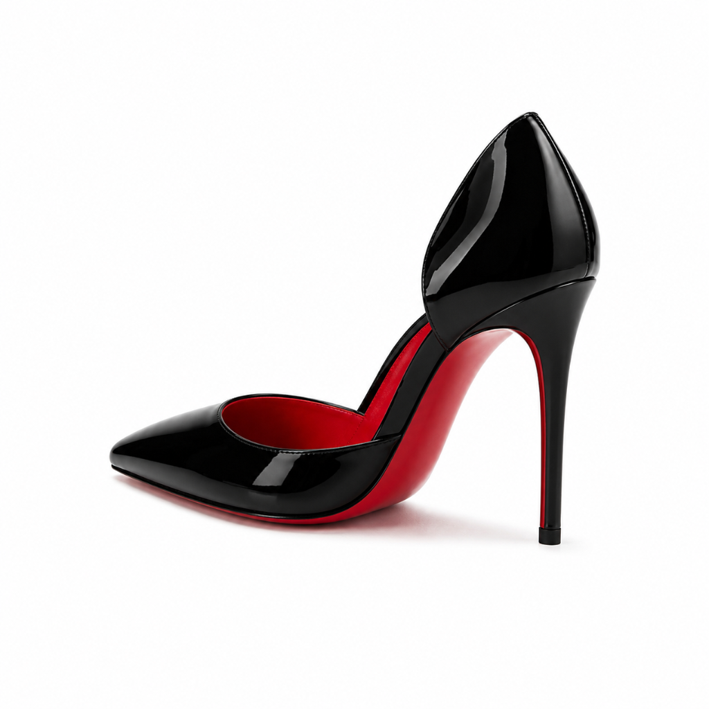 Chantilly women's black court shoes pointed toe detail