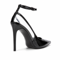 Cannes women's black court shoes heel detail