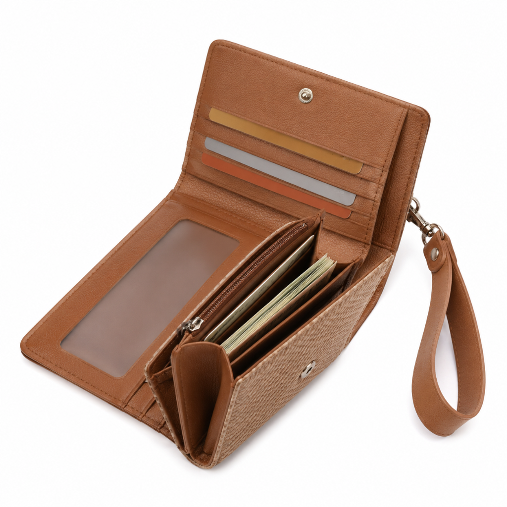 Palermo women's brown wallet zip closure detail