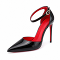 Marseille women's black court shoes side profile
