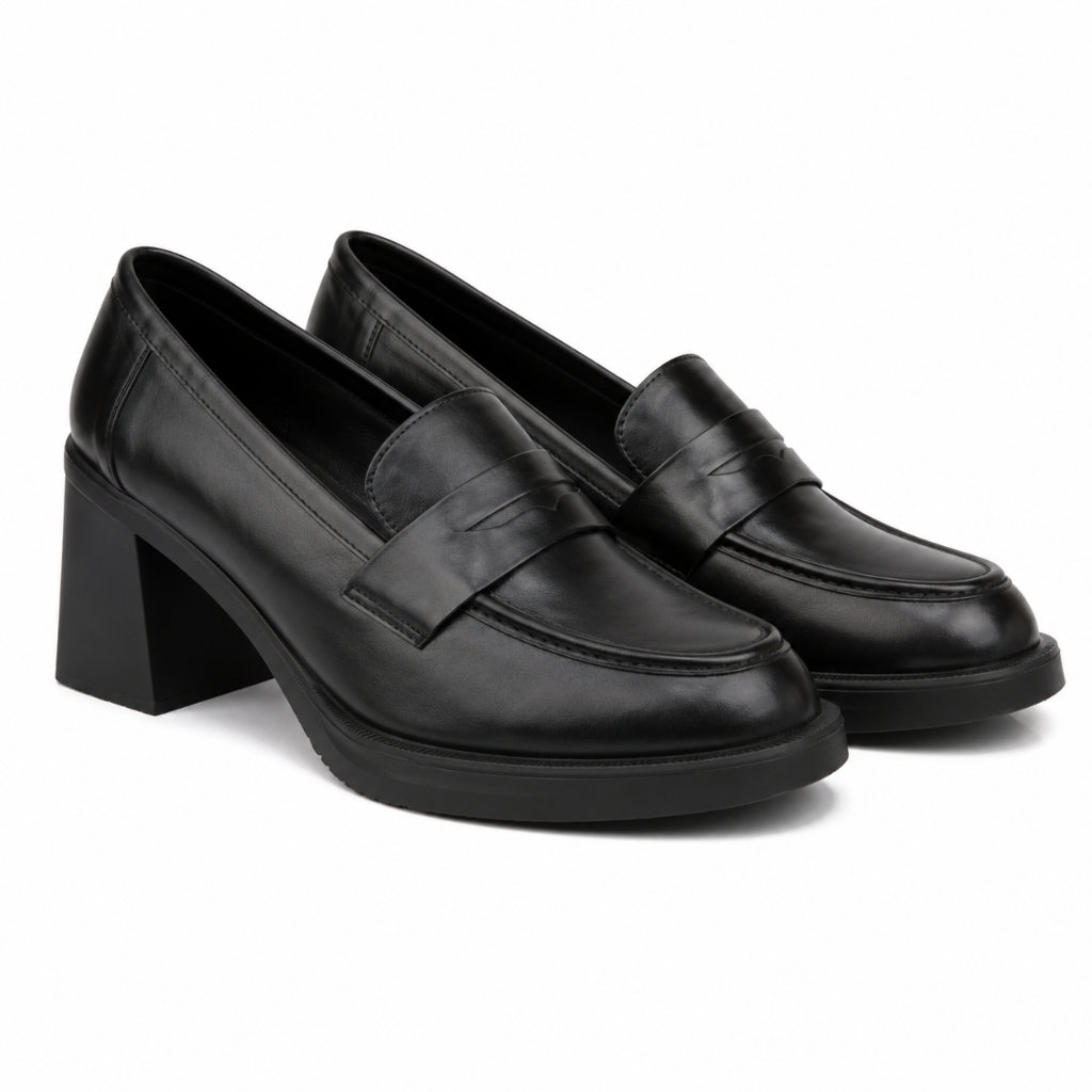Montmartre women's black loafers upper detail