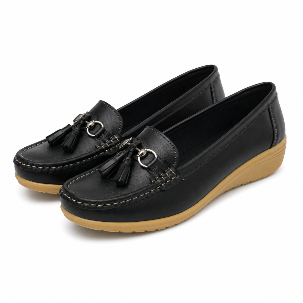 Avignon women's black loafers side profile
