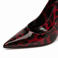 Strasbourg women's red leopard print court shoes pointed toe detail