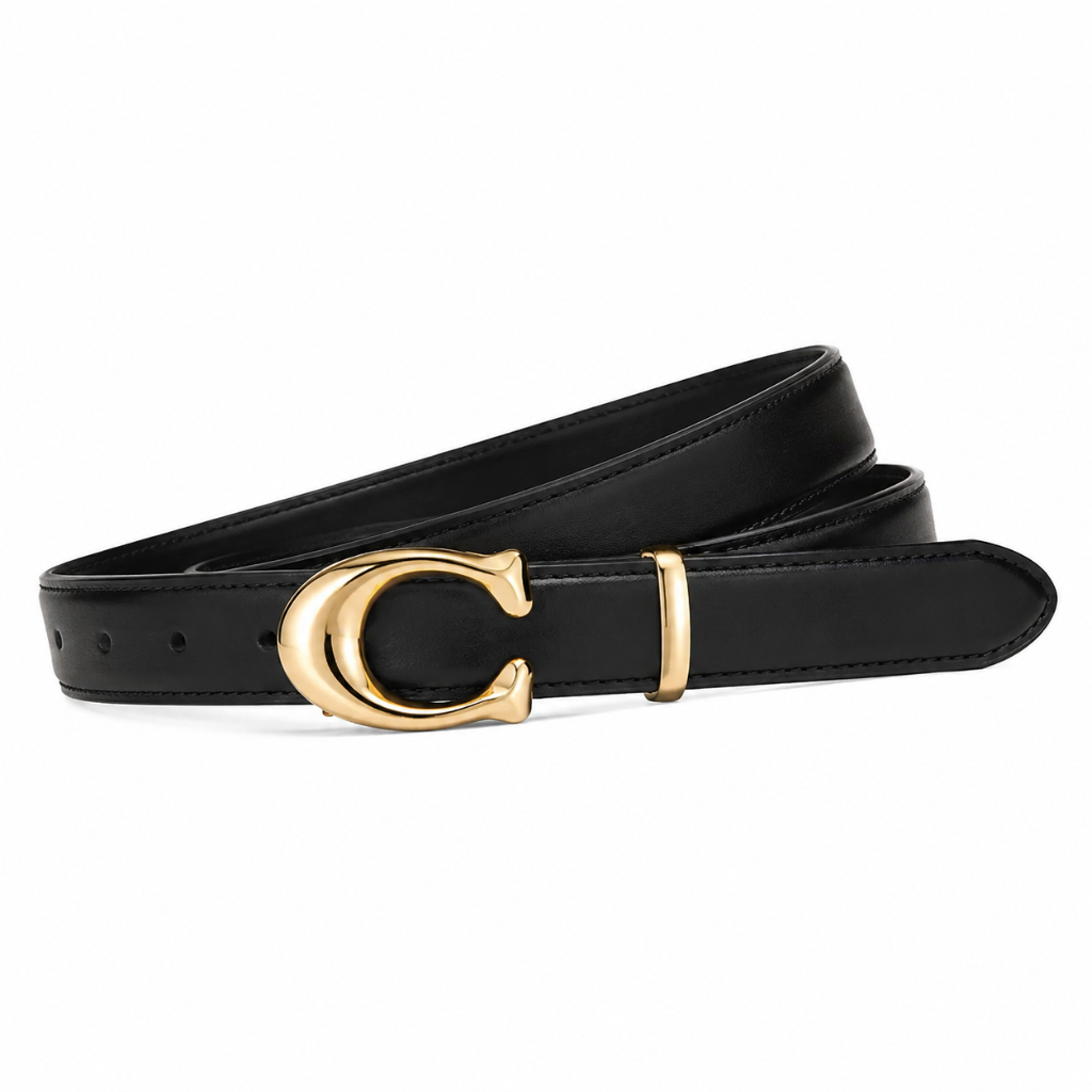 Bellagio women's black leather belt width detail
