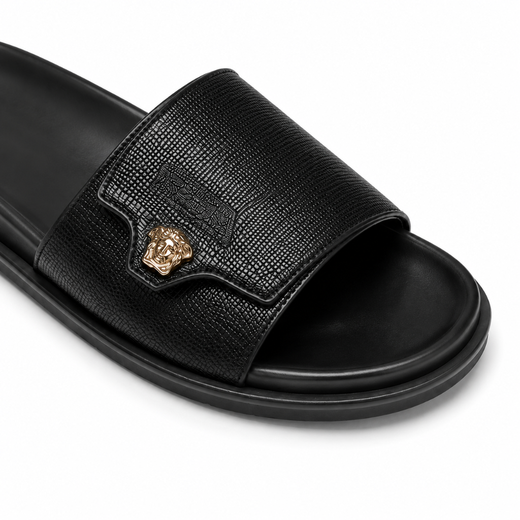 Louvre women's black platform sandals detail view