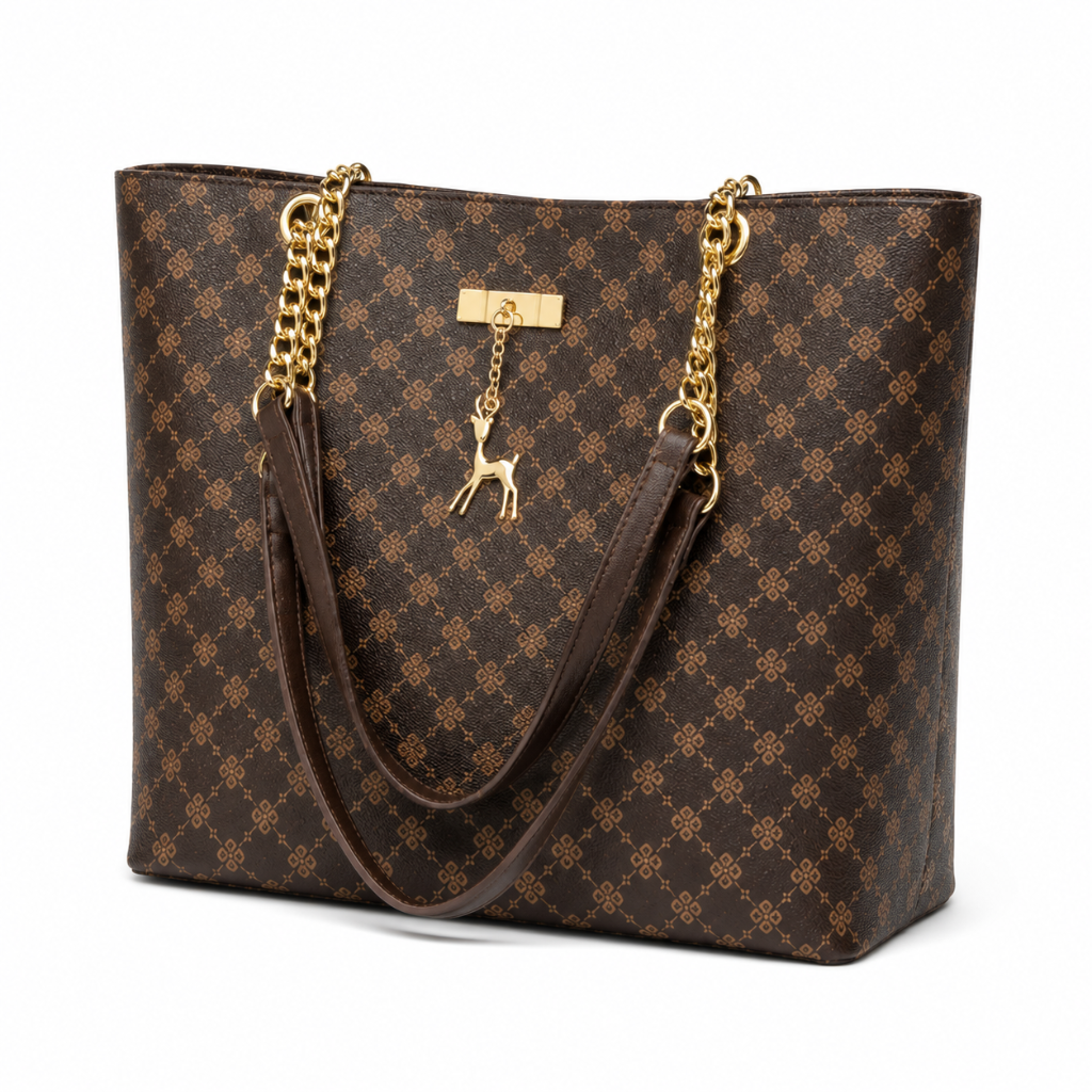 Venice women's dark brown tote bag side profile