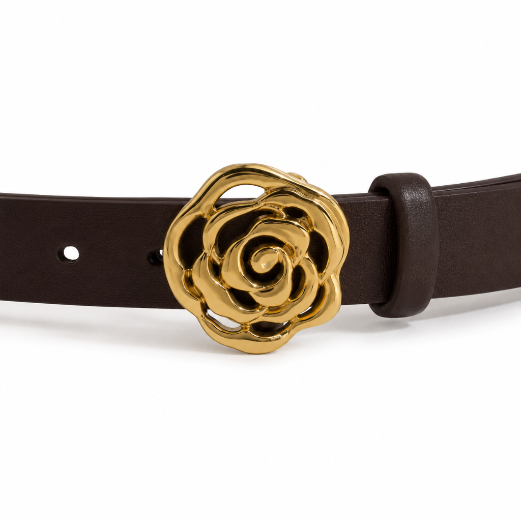 Lisbon brown leather belt strap detail