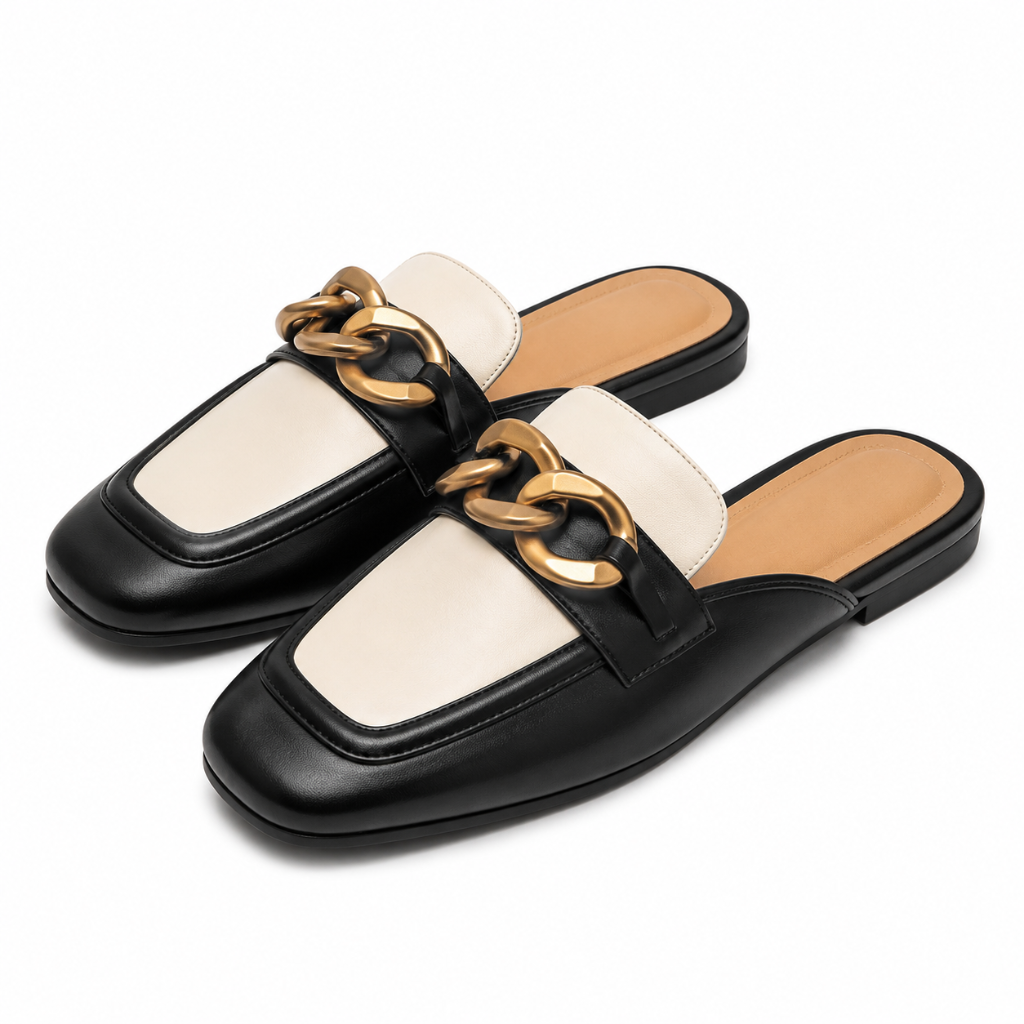 Tuileries women's black mules side profile
