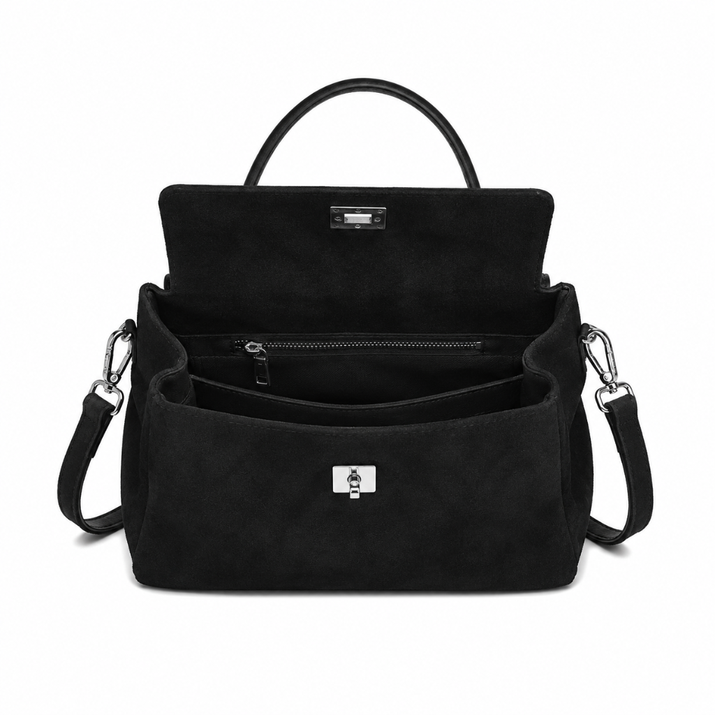 Marais women's black tote bag interior detail
