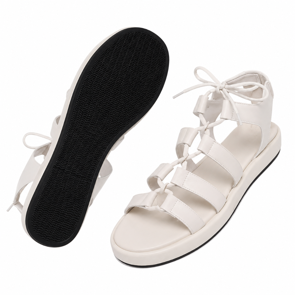 Monaco women's white sandals upper detail