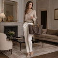 Venice women's dark brown tote bag zip closure detail