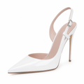 Avignon women's white court shoes side profile