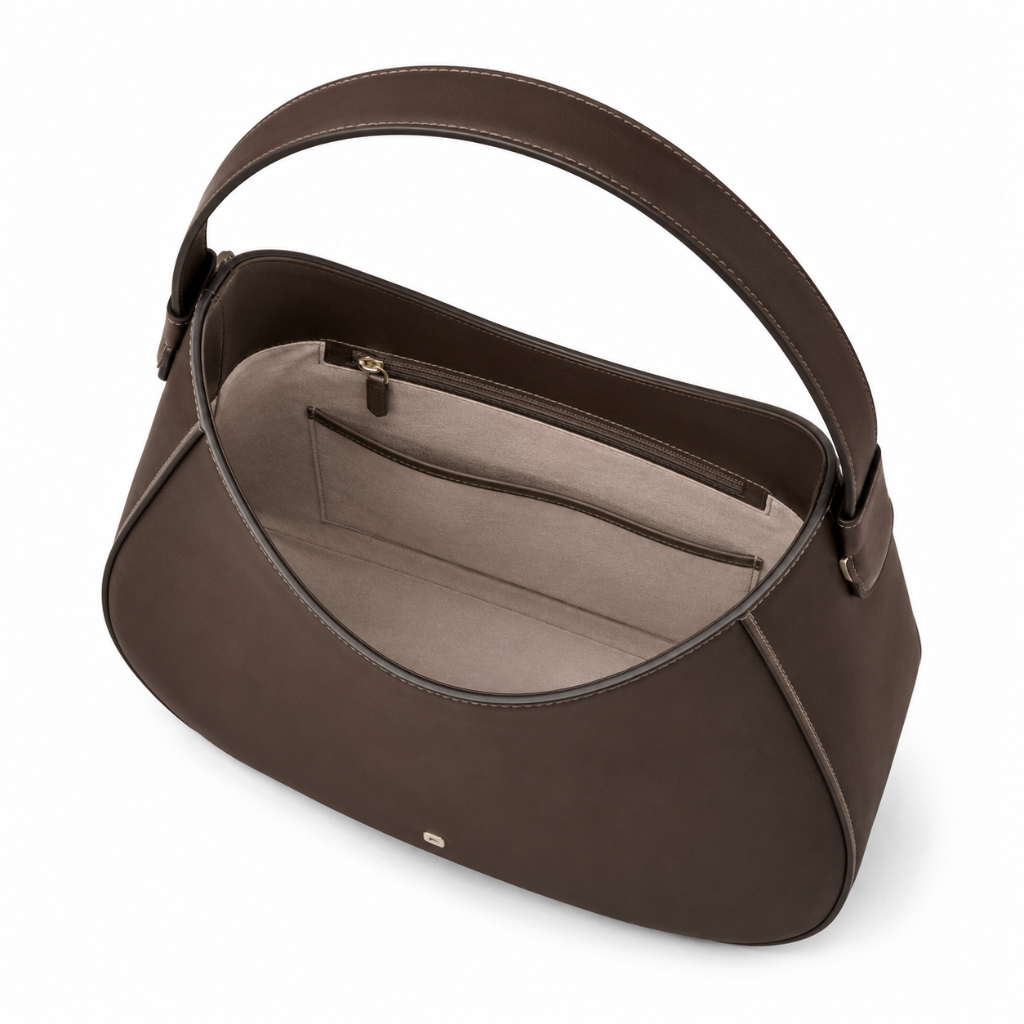 Sorbonne women's dark brown shoulder bag hasp closure detail
