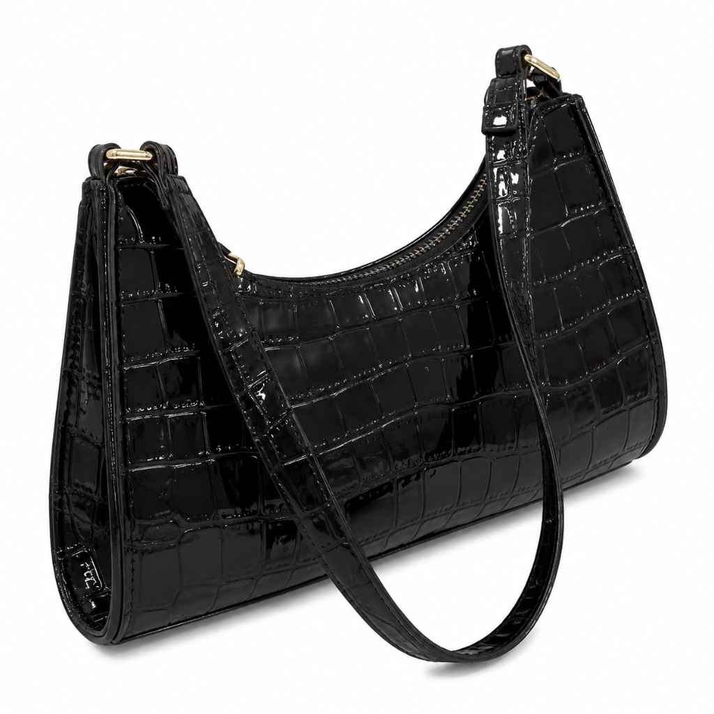 Capri women's black handbag alligator-effect detail