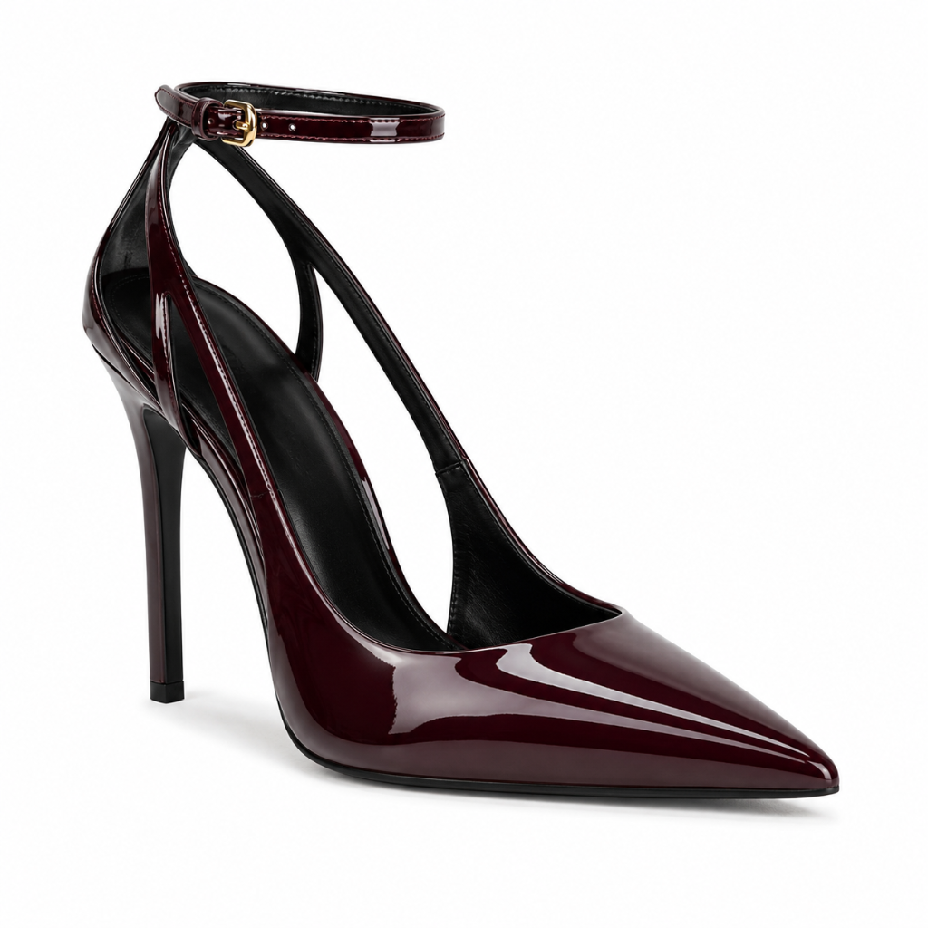 Paris women's burgundy court shoes side profile