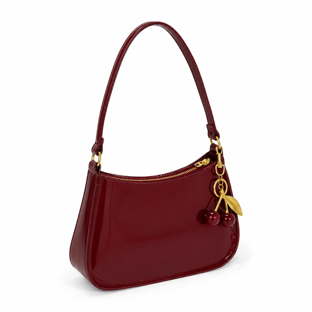Milan women's burgundy shoulder bag PU material detail