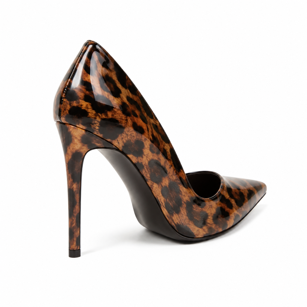 Strasbourg women's leopard print court shoes heel detail