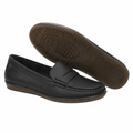 Lyon women's black loafers upper detail